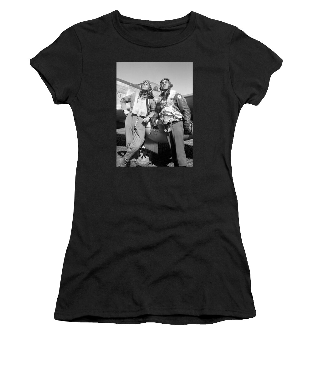 Benjamin Davis Women's T-Shirt featuring the photograph Tuskegee Airmen by War Is Hell Store
