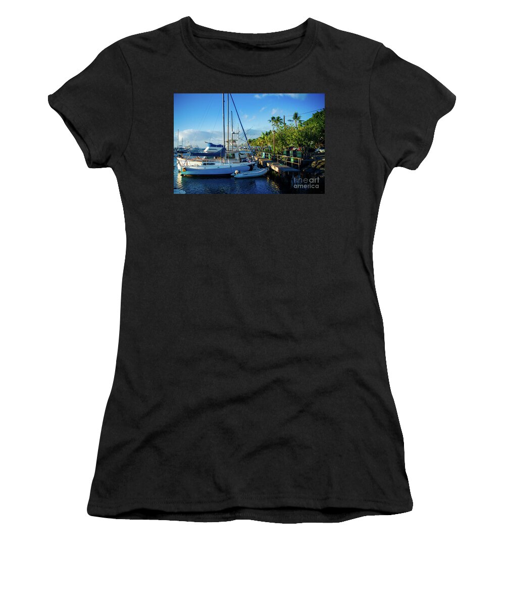 Lahaina Harbour Women's T-Shirt featuring the photograph Twilight at the Marina Lahaina Harbour Maui Hawaii by Sharon Mau