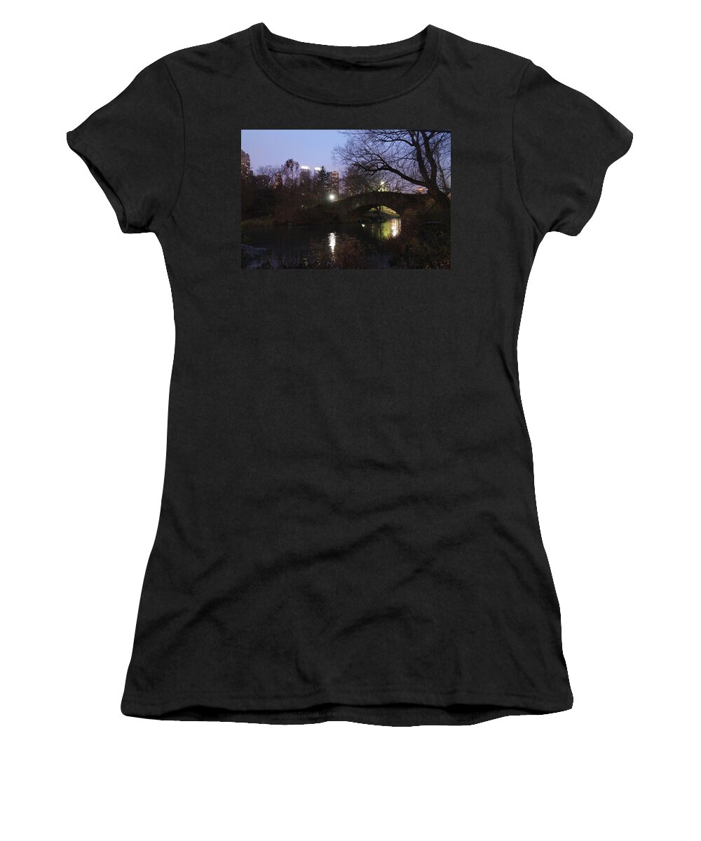 Central Park Nyc Women's T-Shirt featuring the photograph Under the bridge by Elena Perelman