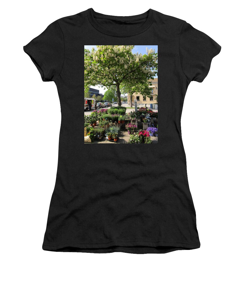 Flowermarket Women's T-Shirt featuring the photograph Under The Chestnut Tree by Rosita Larsson
