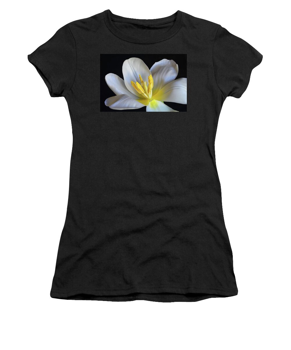 Tulips Women's T-Shirt featuring the photograph Unfolding Tulip. by Terence Davis