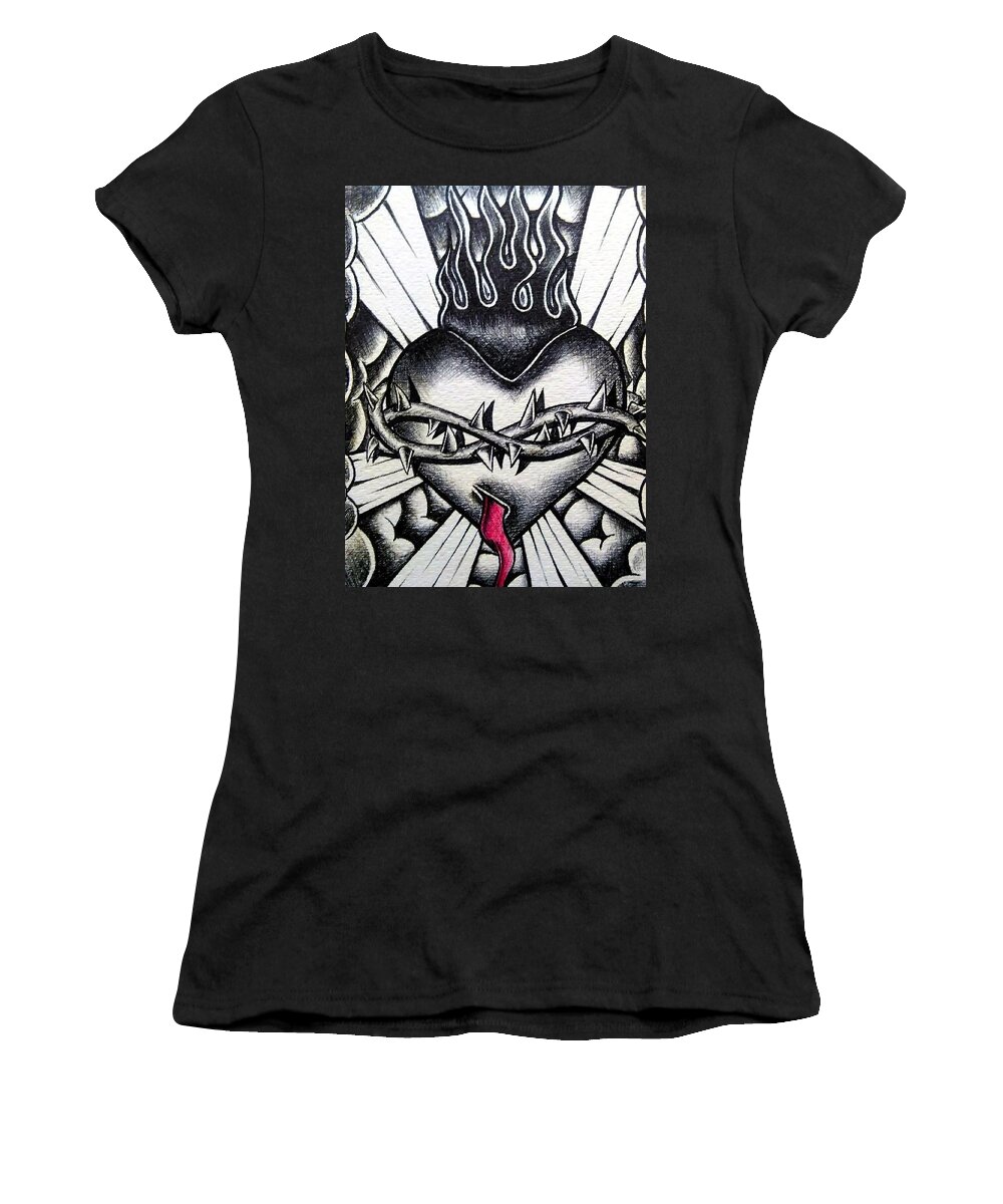 Black Art Women's T-Shirt featuring the drawing Untiled by As