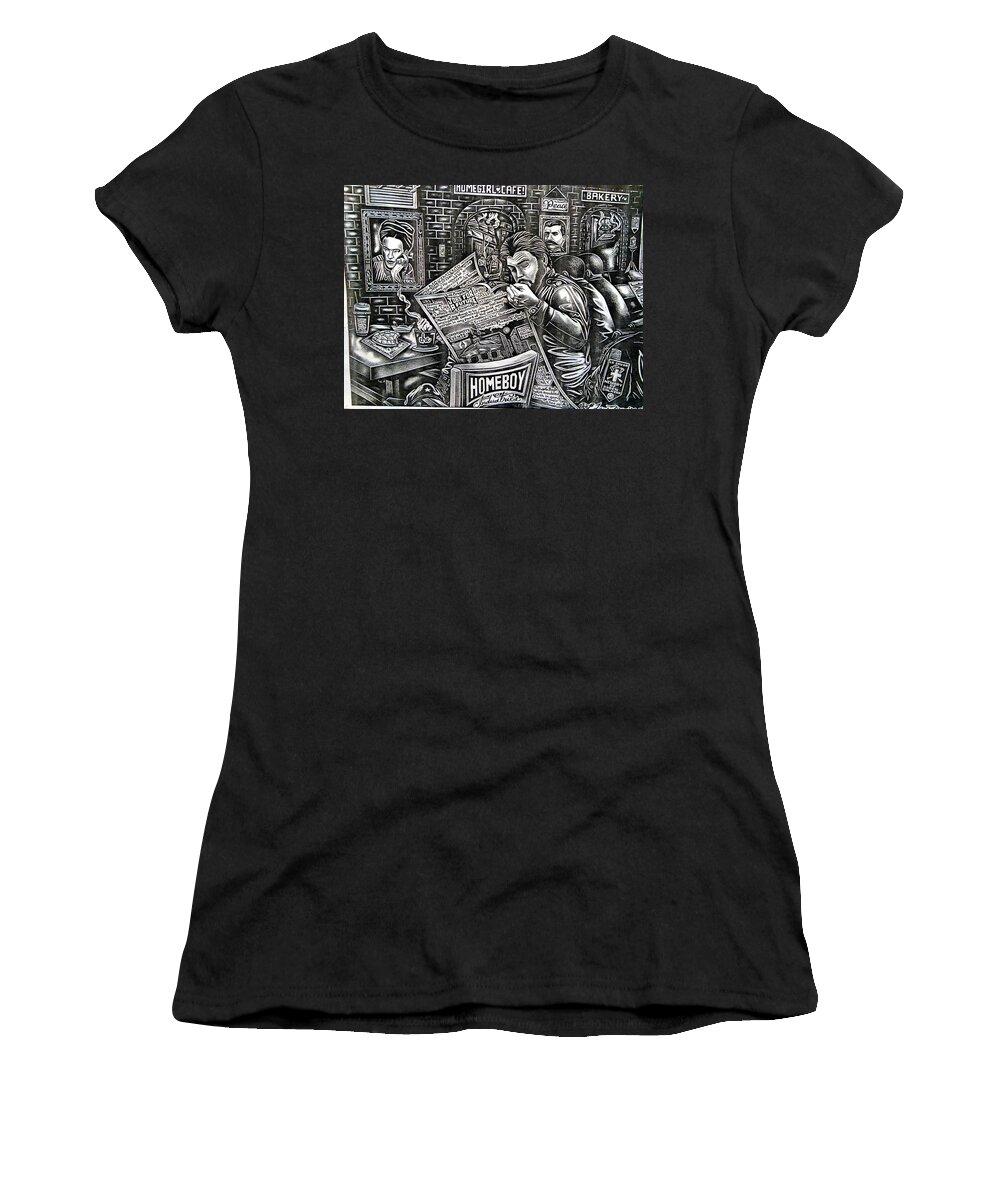 Mexican American Women's T-Shirt featuring the drawing Untitled by Edgar Guerrilla Prince Aguirre