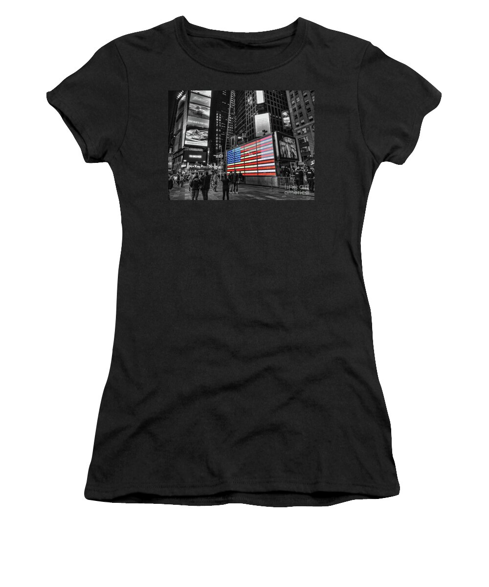 Recruiting Station Women's T-Shirt featuring the photograph U.S. Armed Forces Times Square Recruiting Station by Jeff Breiman