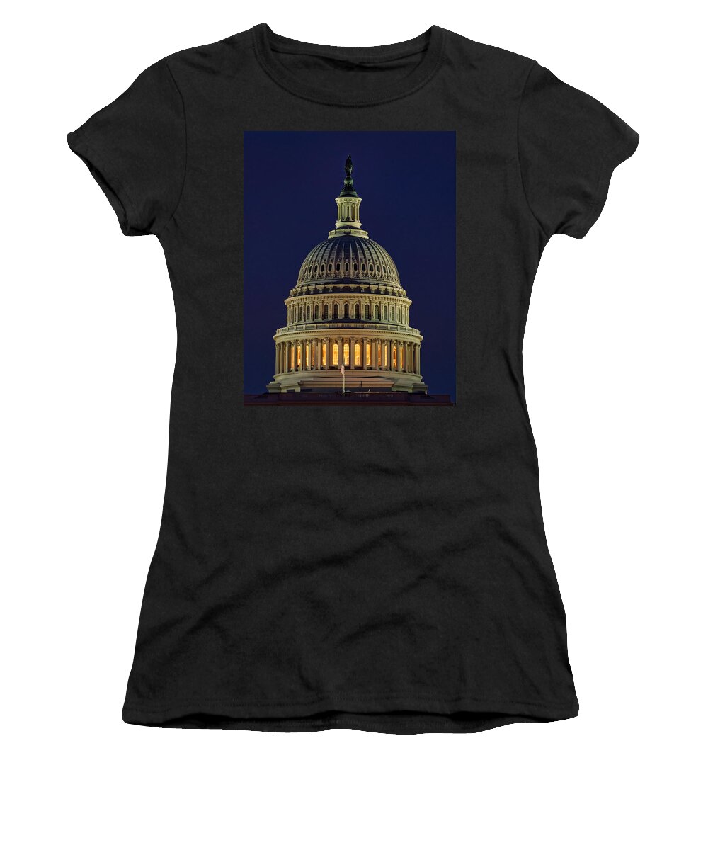 America Women's T-Shirt featuring the photograph U.S. Capitol at Night by Nick Zelinsky Jr