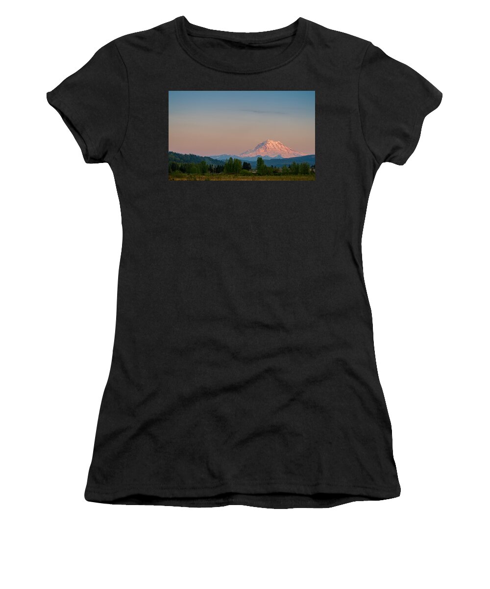 Sunset Women's T-Shirt featuring the photograph Valley Sunset of Mt Rainier by Ken Stanback