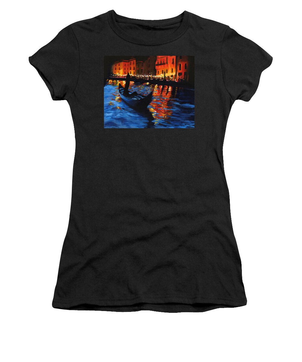 Landscape Women's T-Shirt featuring the painting Venice Lights by Vic Ritchey