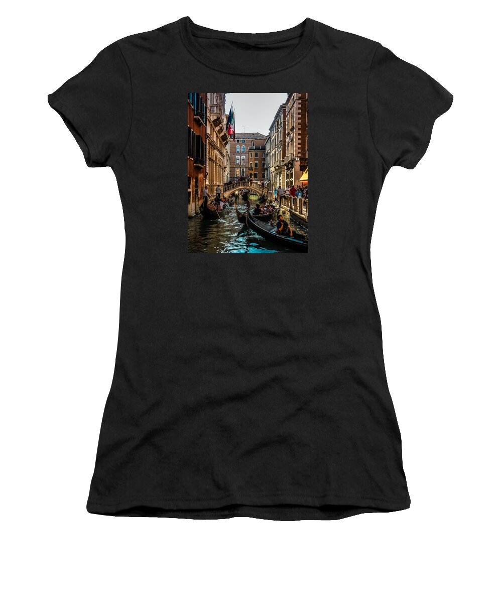Venice Women's T-Shirt featuring the photograph Venice Traffic by Pamela Newcomb