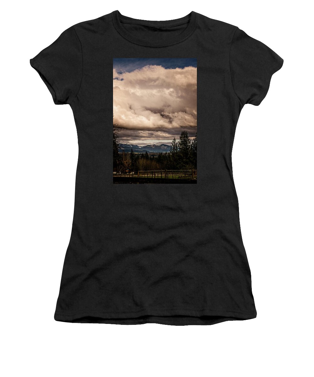 Clouds Women's T-Shirt featuring the photograph View from Flicka Farm by Frank Winters