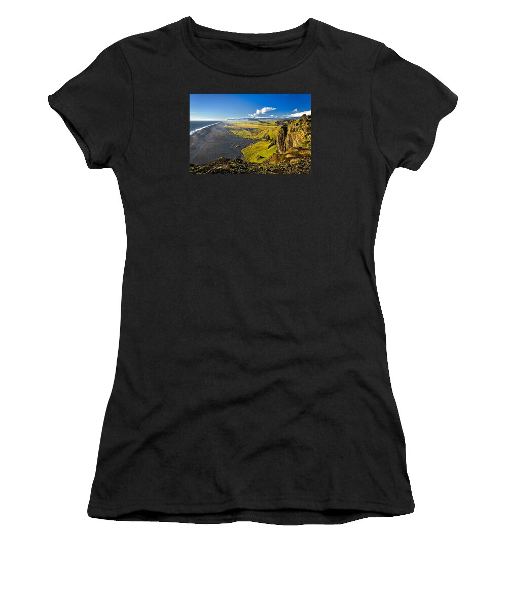 Dyrholaey Women's T-Shirt featuring the photograph View From the Cliffs - Iceland by Stuart Litoff