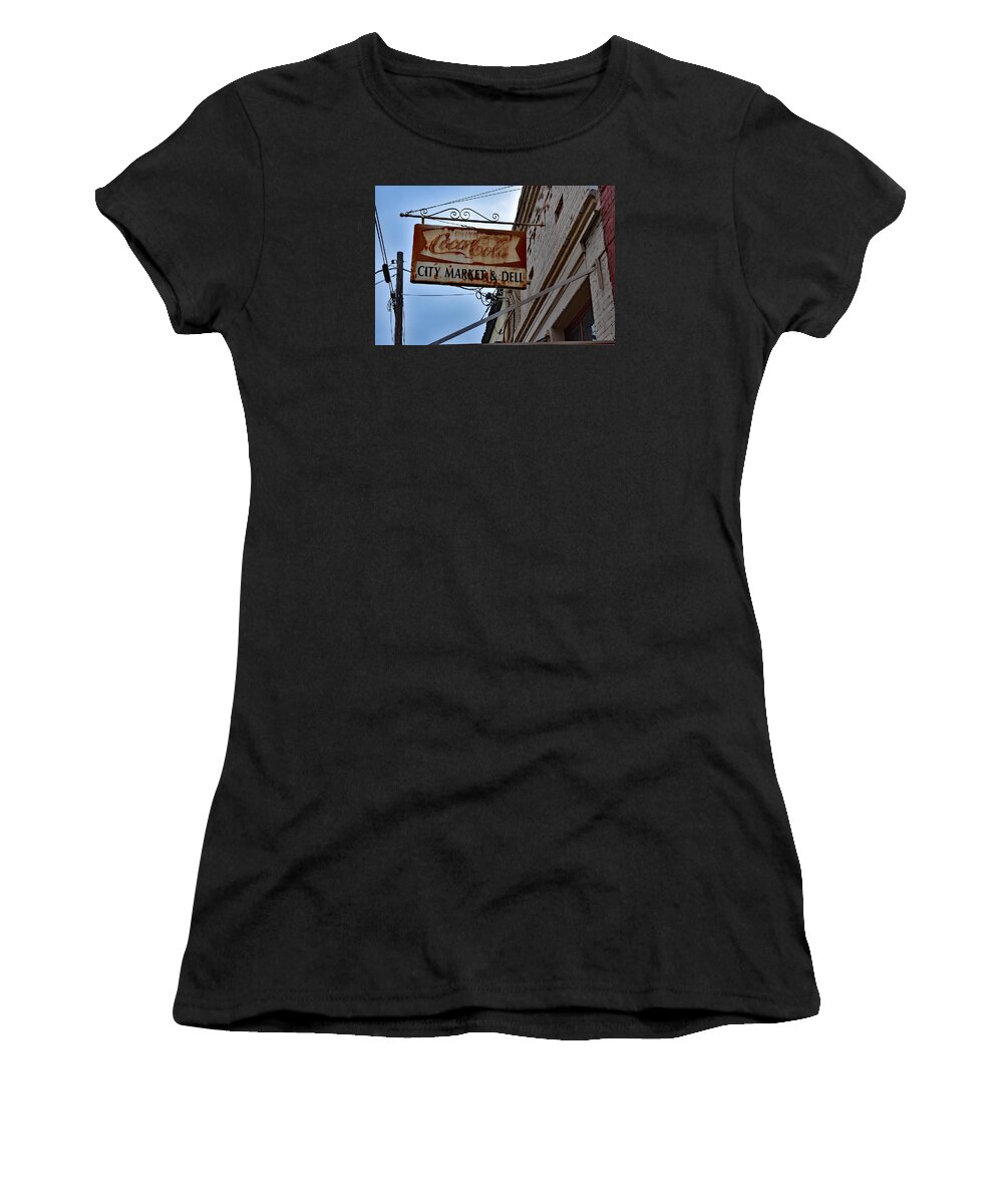 Signs Women's T-Shirt featuring the photograph Vintage City Market - Deli Sign by DB Hayes