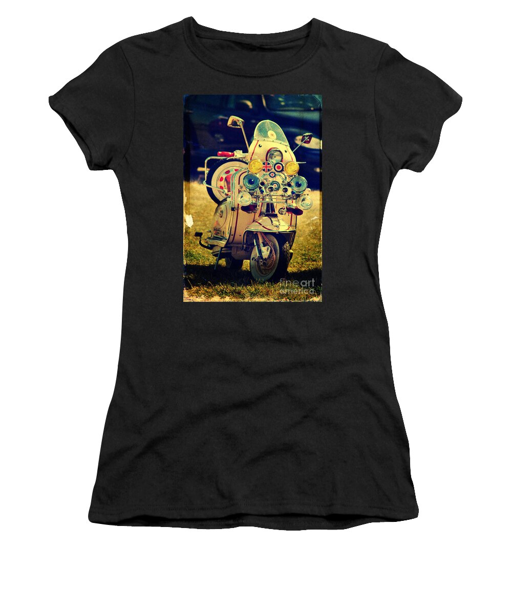 Yhun Suarez Women's T-Shirt featuring the photograph Vintage Scooter by Yhun Suarez