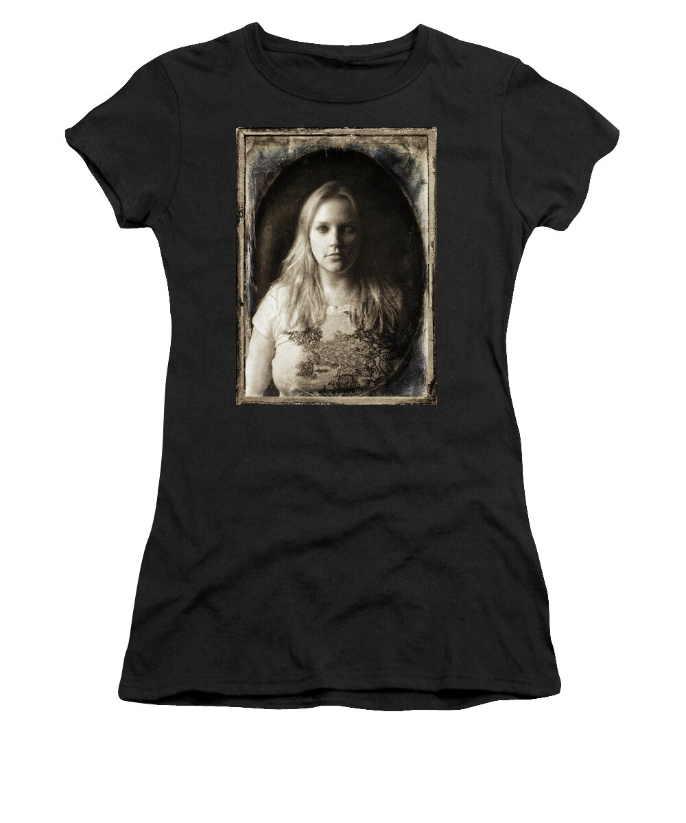 Vintage Women's T-Shirt featuring the photograph Vintage Tintype IR Self-Portrait by Amber Flowers