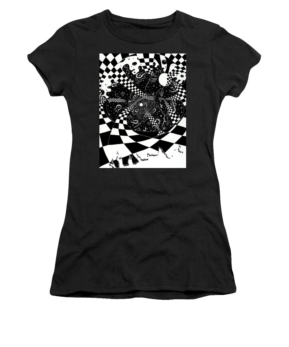 Pen & Ink Women's T-Shirt featuring the drawing Vortex by Red Gevhere