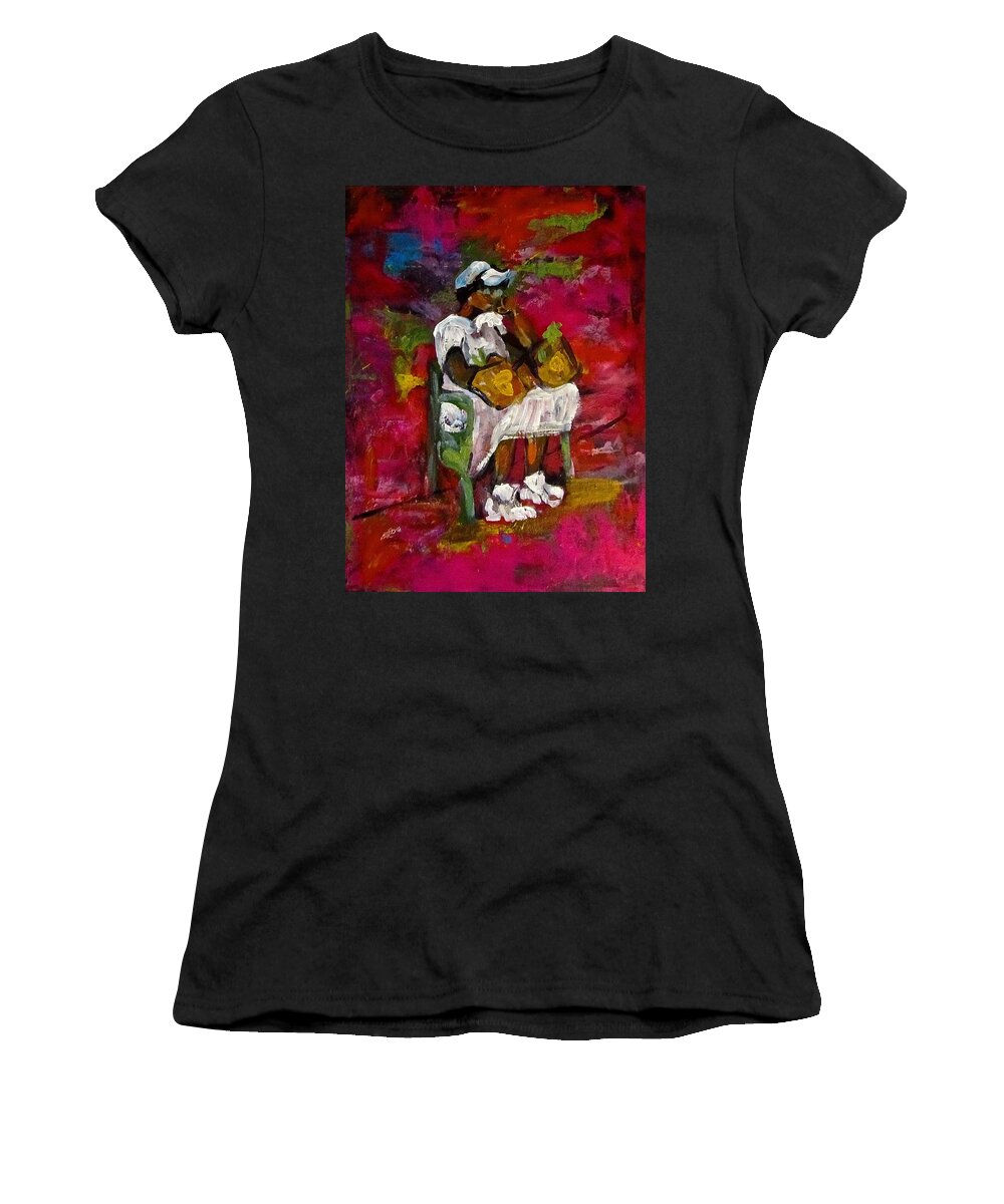 Woman Women's T-Shirt featuring the painting Waiting by Barbara O'Toole