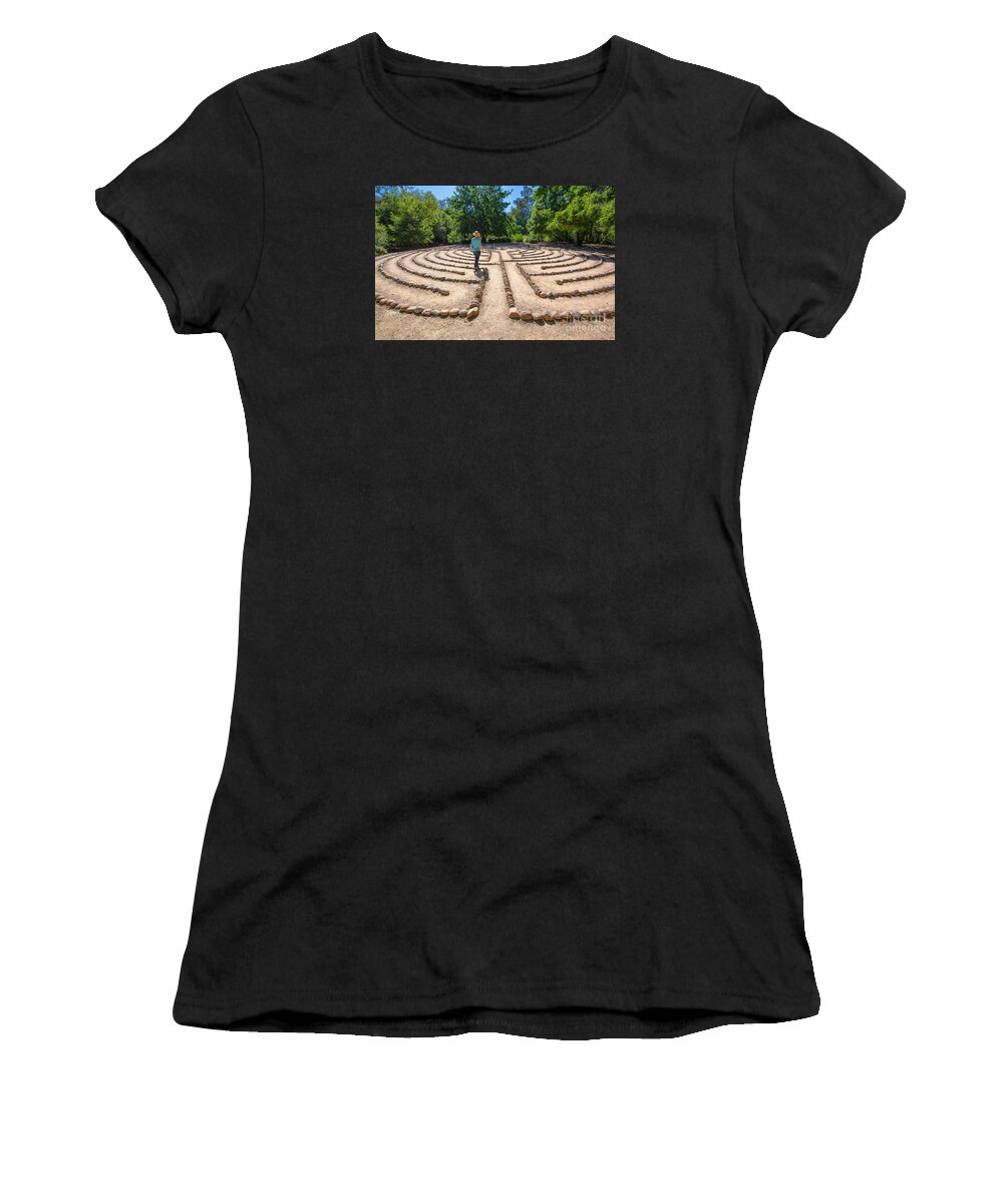 Rocks Women's T-Shirt featuring the photograph Walking In The Rock Labyrinth by Mimi Ditchie