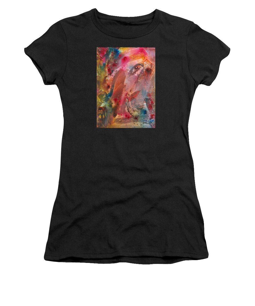 Eyes Women's T-Shirt featuring the painting Wanting to See or Not by Denise Hoag