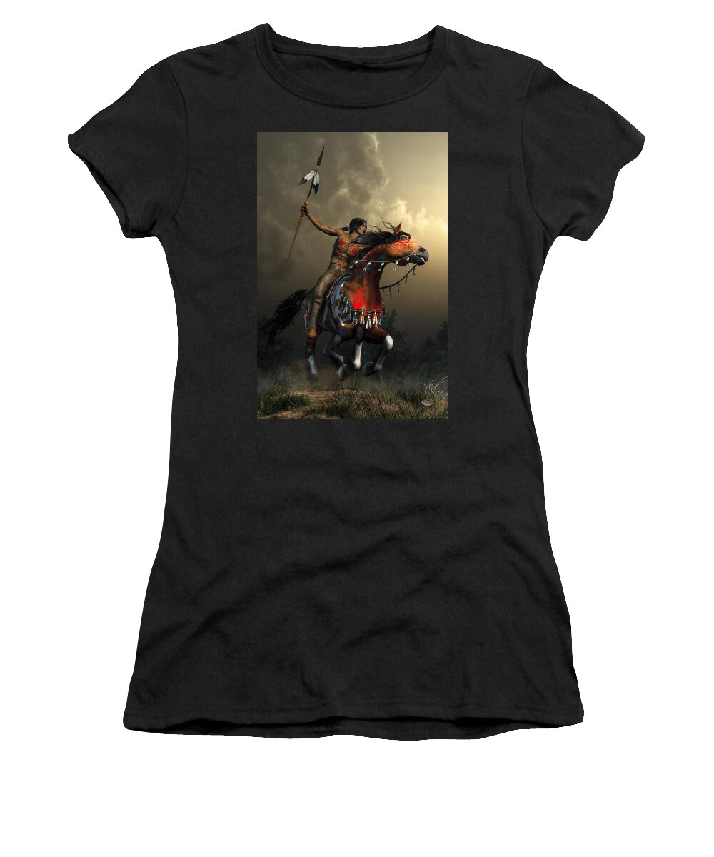 Warriors Of The Plains Women's T-Shirt featuring the digital art Warriors of the Plains by Daniel Eskridge
