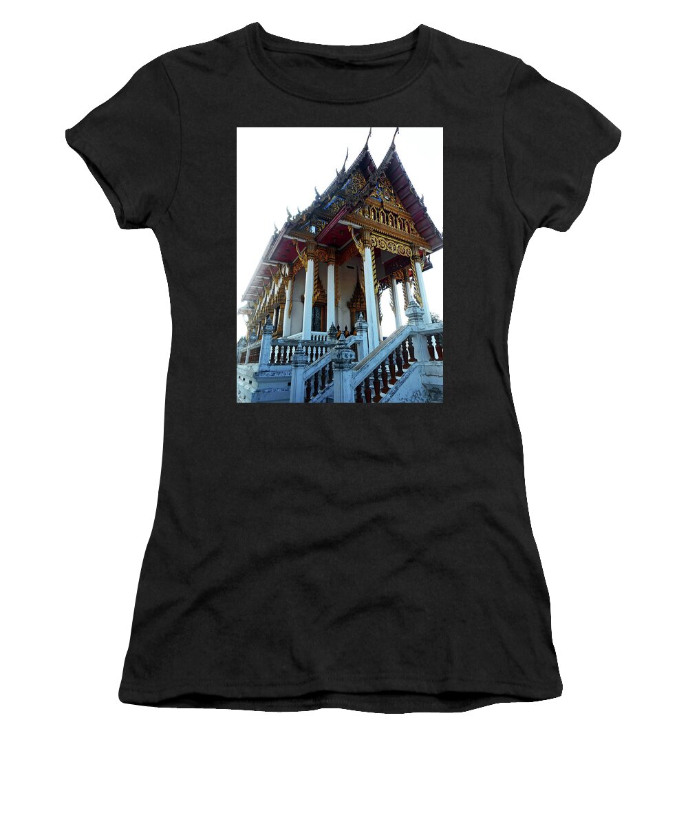  Laem Chabang Women's T-Shirt featuring the photograph Wat Sawangfa 11 by Ron Kandt