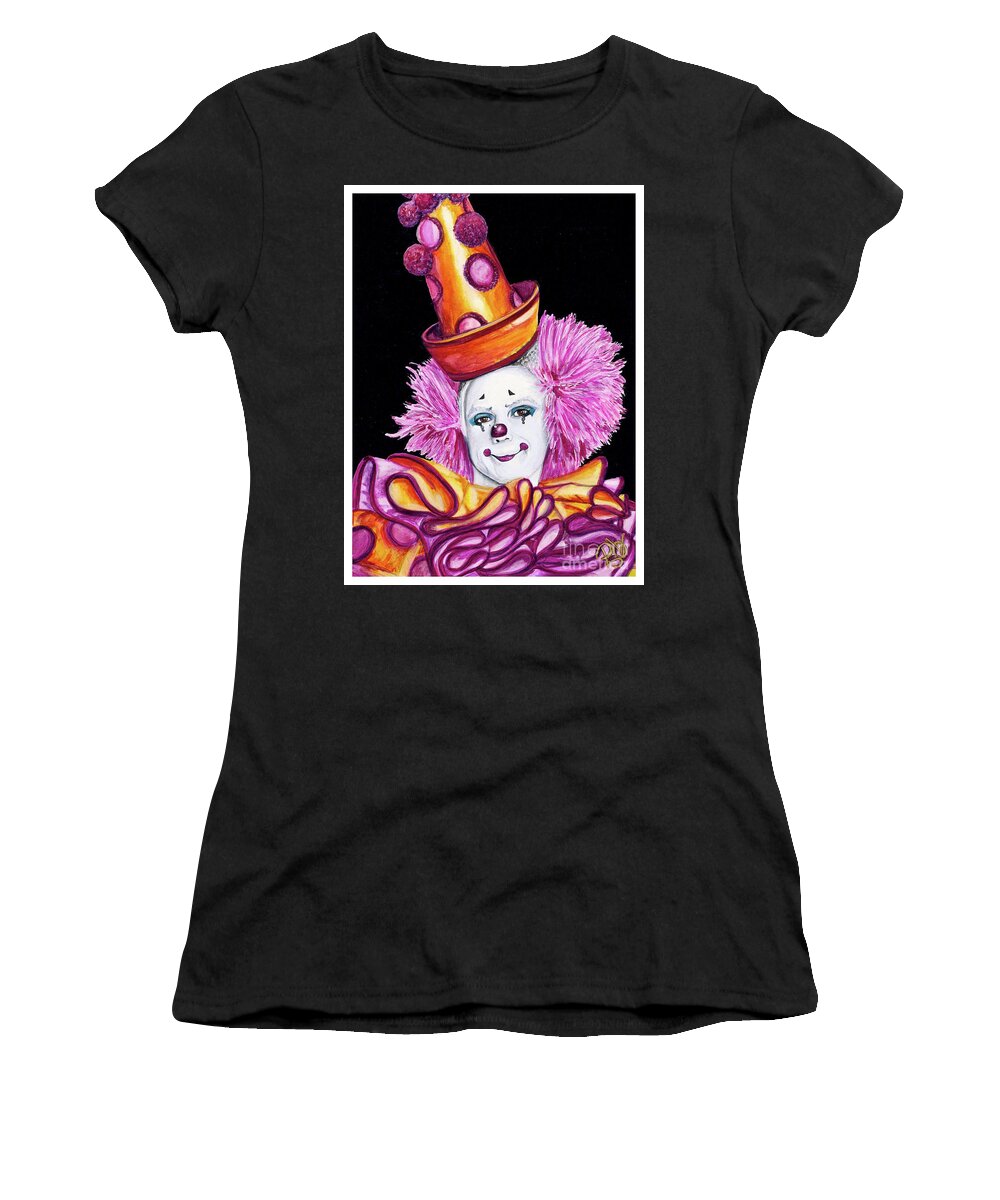Victor Ruiz Women's T-Shirt featuring the painting Watercolor Clown #26 Victor Ruiz by Patty Vicknair
