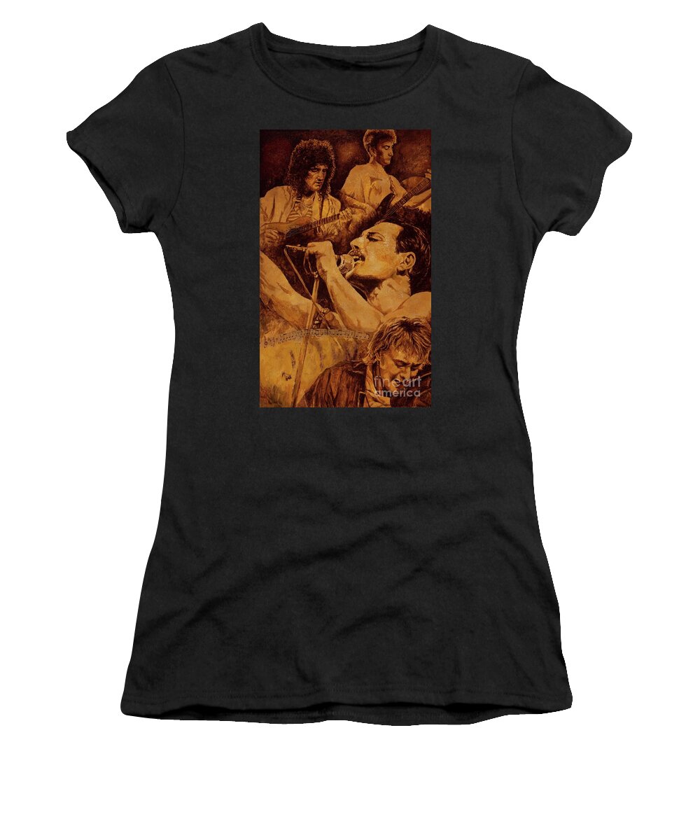 Queen Women's T-Shirt featuring the painting We Will Rock You by Igor Postash
