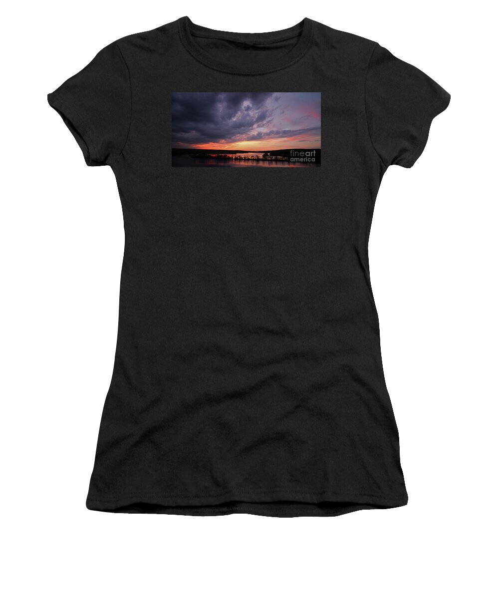 Sunset Women's T-Shirt featuring the photograph West Thompson Lake Spring Sunset by Neal Eslinger