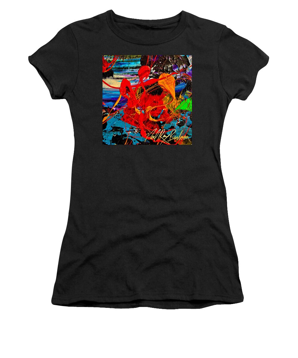 Sunset Abstract Women's T-Shirt featuring the painting Wet Sunset by Neal Barbosa