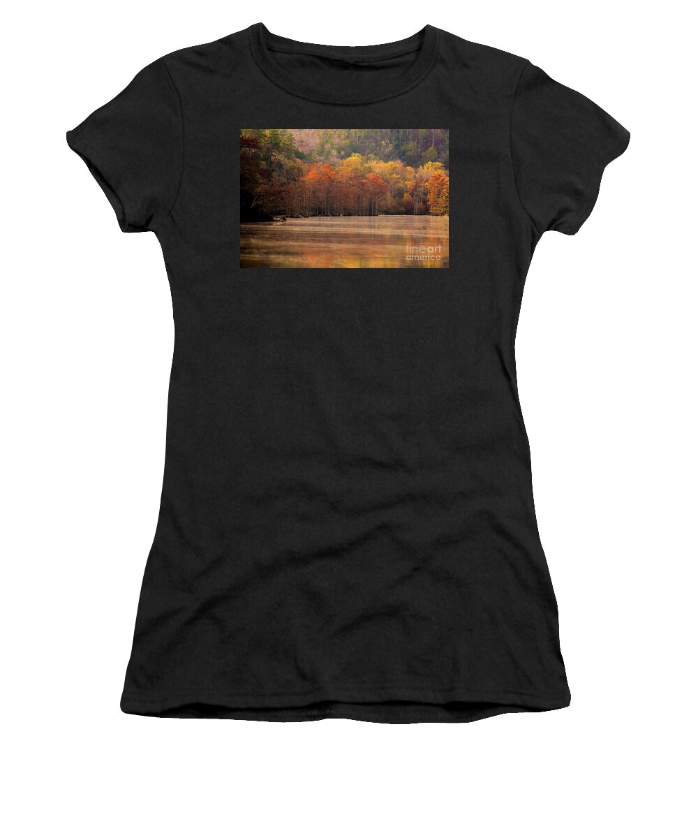 Trees Women's T-Shirt featuring the photograph Whispering Mist by Iris Greenwell