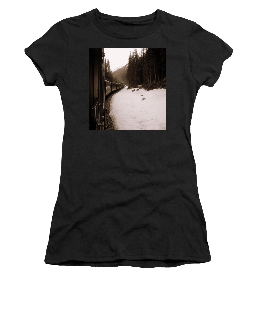 Train Women's T-Shirt featuring the photograph White Pass Railway by Susan Lafleur
