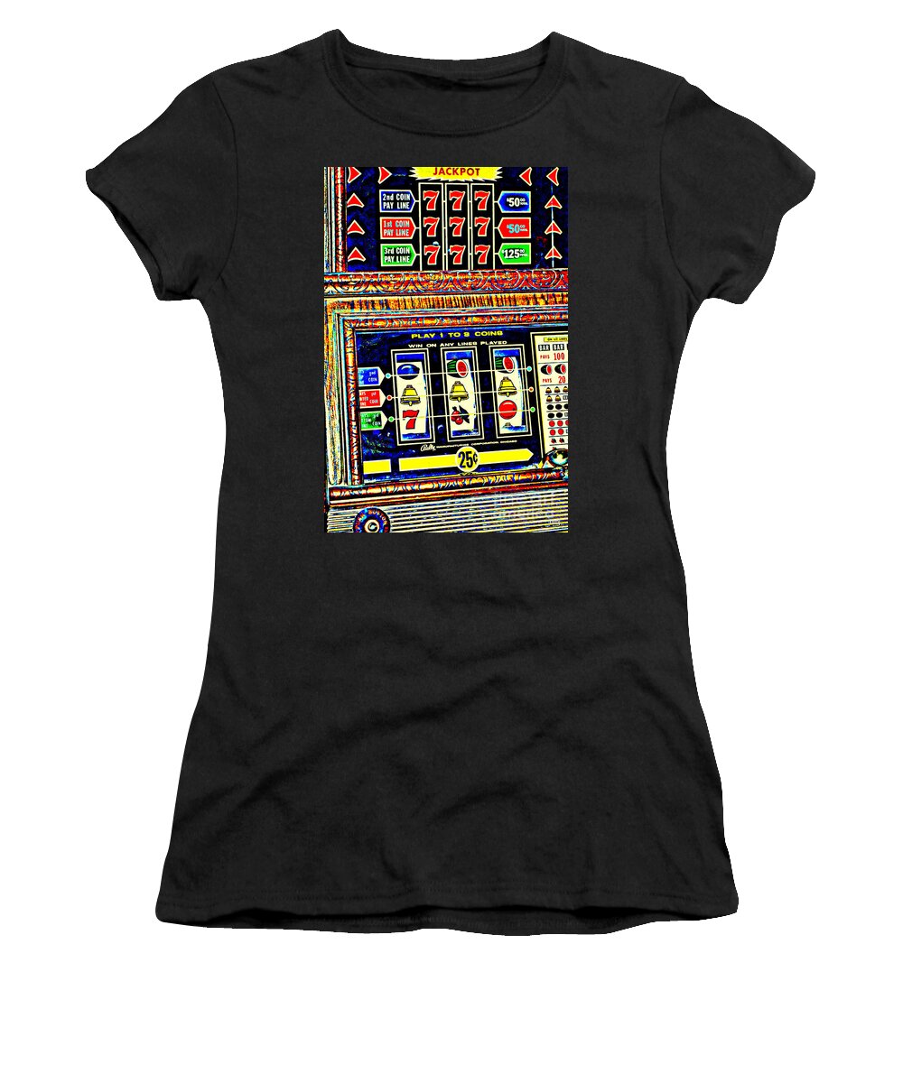 Vintage Slot Machine Women's T-Shirt featuring the photograph Winner Step Up by Diane montana Jansson