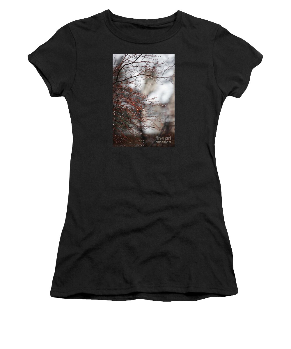Trees Women's T-Shirt featuring the photograph Wintry Mix by Linda Shafer