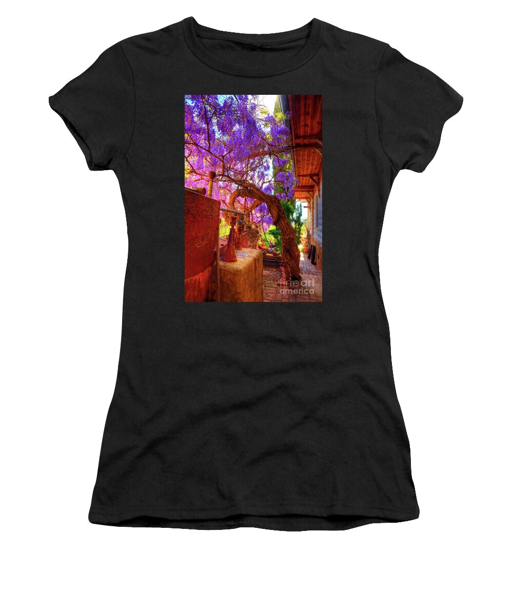 Wisteria Women's T-Shirt featuring the photograph Wisteria Canopy in Bisbee Arizona by Charlene Mitchell