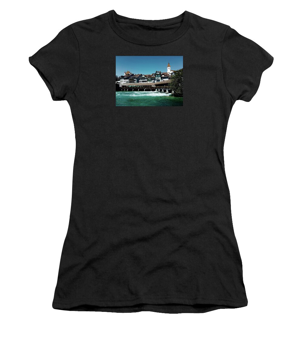 Thun Women's T-Shirt featuring the photograph Wooden Bridge by Mimulux Patricia No