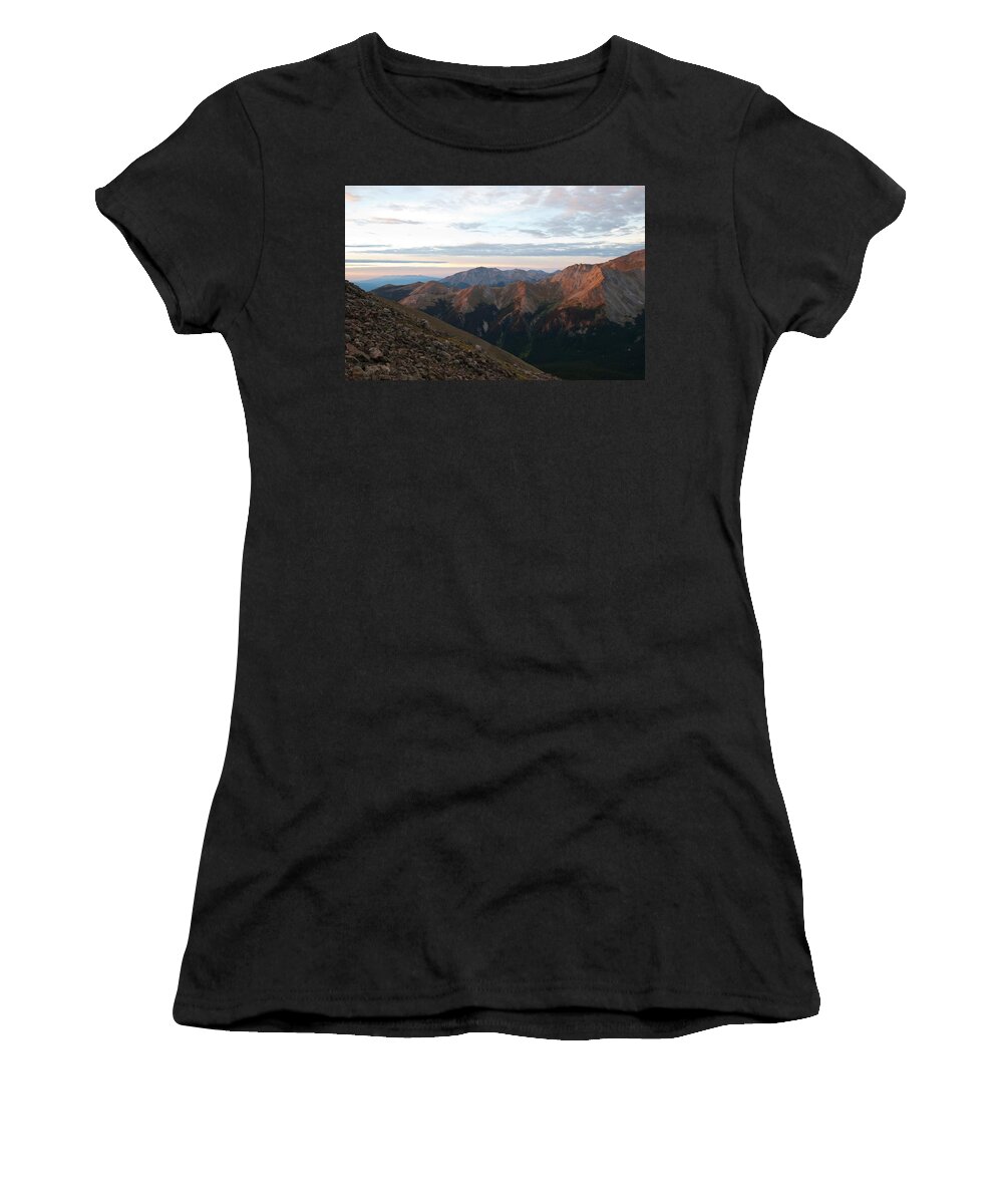 Yale Peak Women's T-Shirt featuring the photograph Yale Peak Sunrise by Cascade Colors