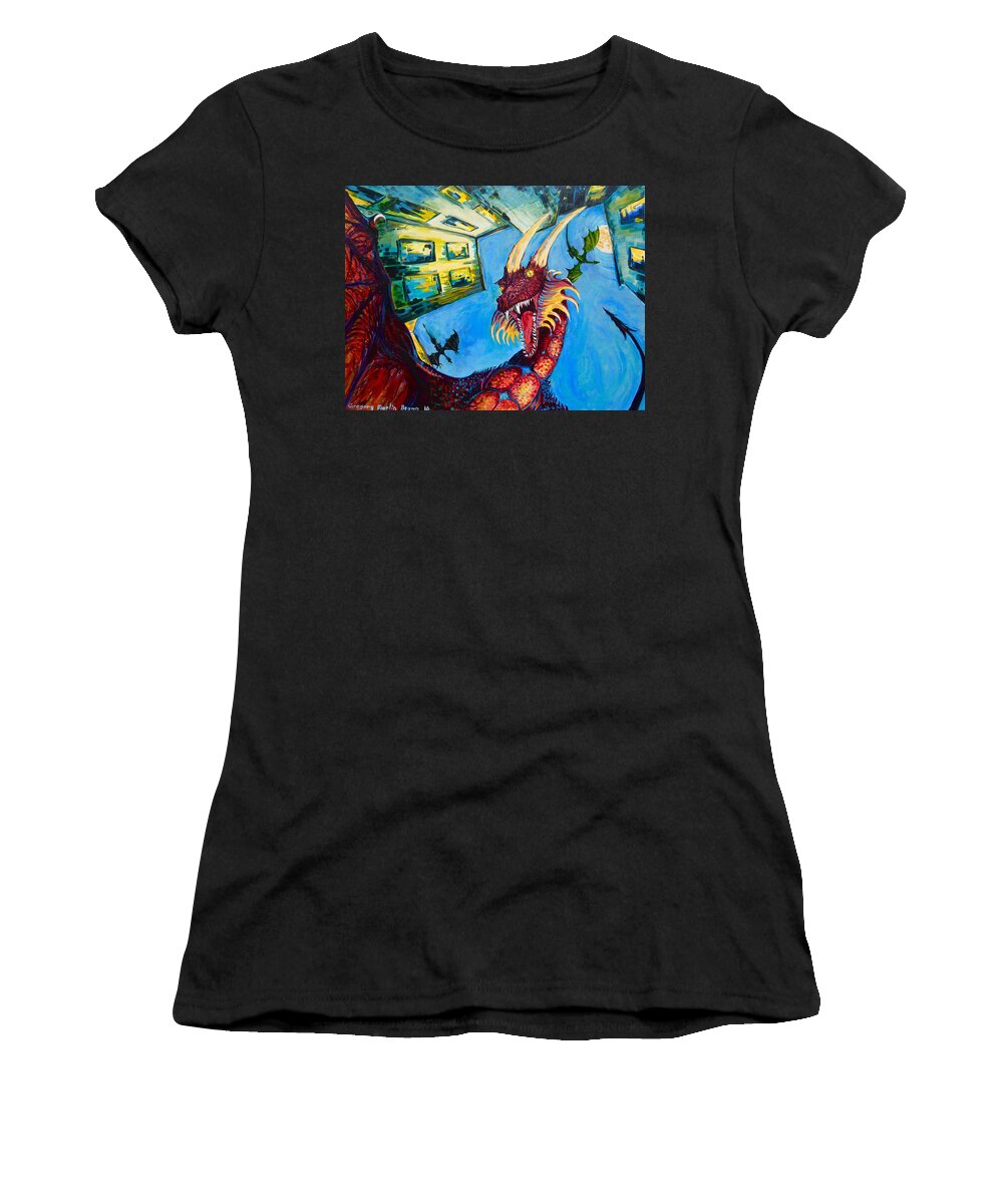 Dragon Women's T-Shirt featuring the painting Yellow Bearded Dragon by Gregory Merlin Brown