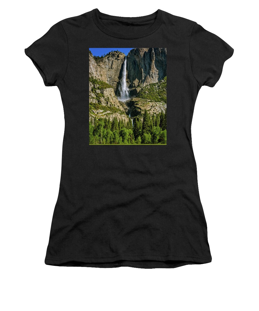 Af Zoom 24-70mm F/2.8g Women's T-Shirt featuring the photograph Yosemite Falls by John Hight