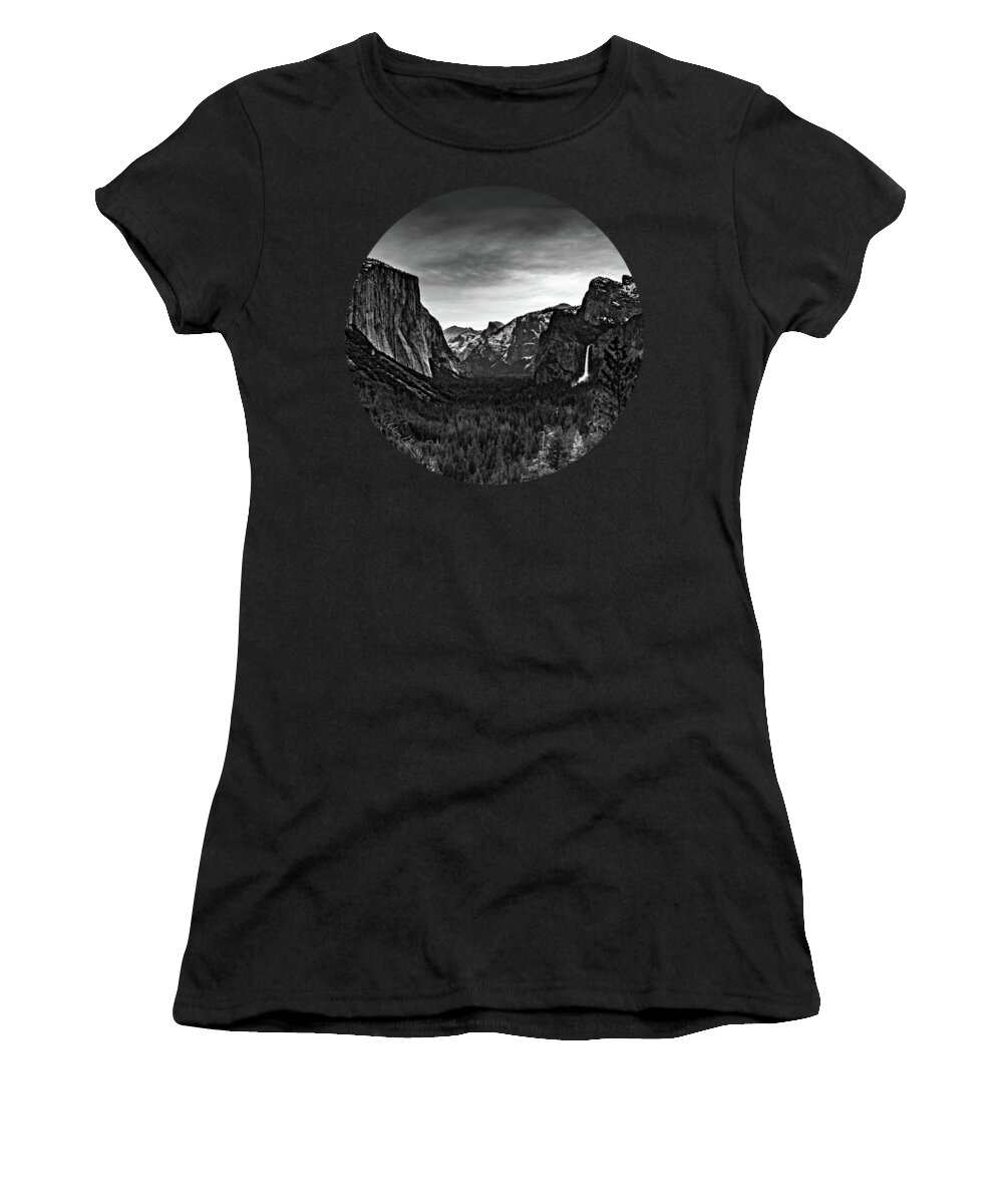 Landscape Women's T-Shirt featuring the photograph Yosemite Sunrise, Black and White by Adam Morsa