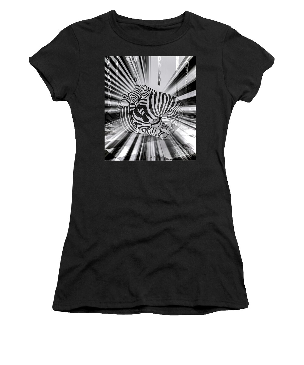 Surreal Women's T-Shirt featuring the mixed media Zebra Time by Barbara Milton