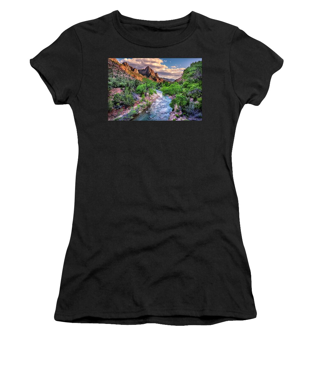 Utah Women's T-Shirt featuring the photograph Zion Canyon at Sunset by Michael Ash