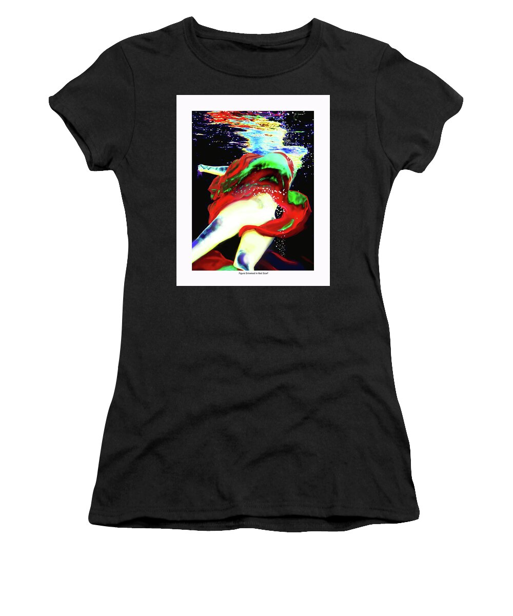 Underwater Women's T-Shirt featuring the digital art Escaping the Scarf #1 by Leo Malboeuf
