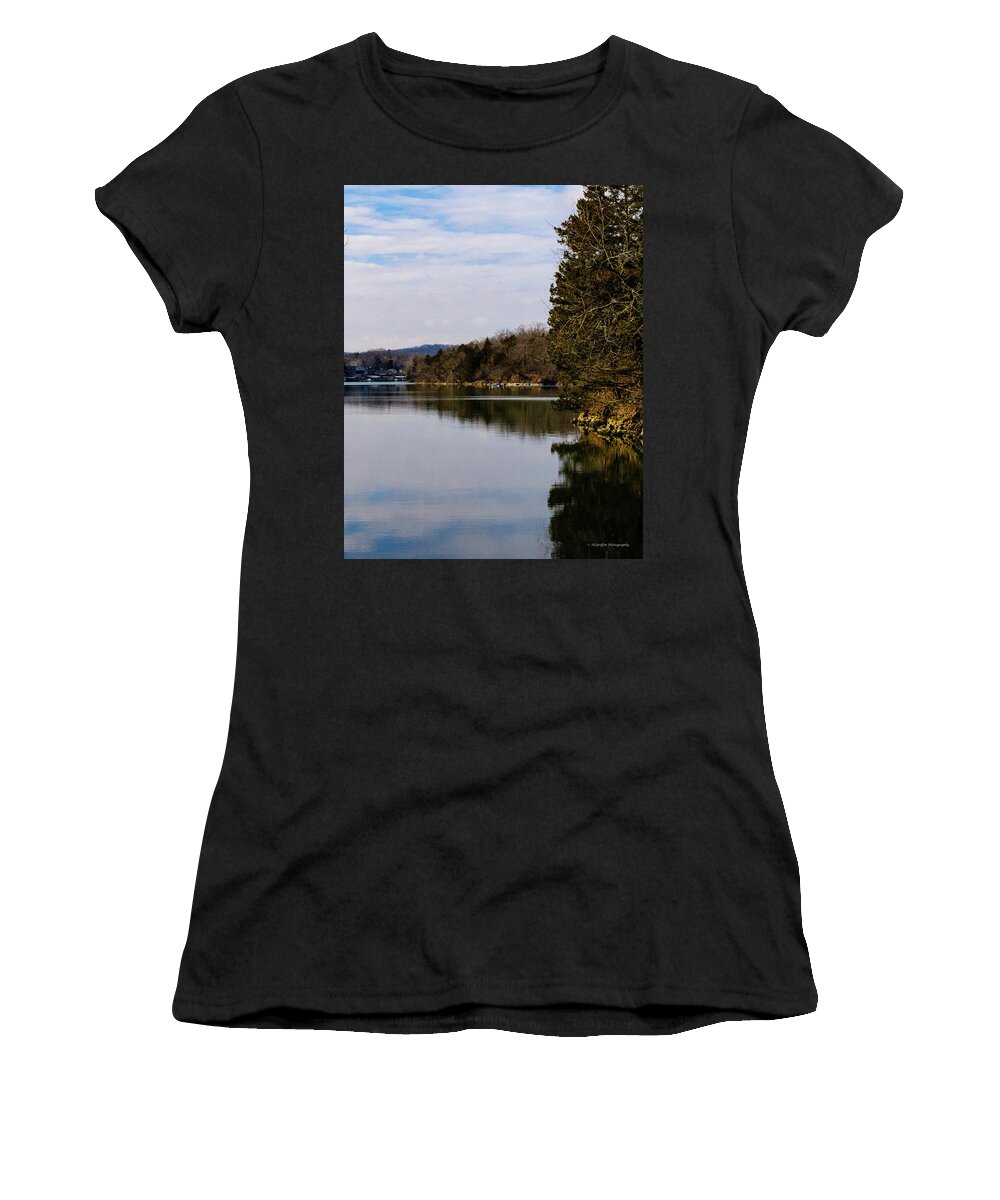 Lake Of The Ozarks Women's T-Shirt featuring the photograph Ha Ha Tonka Cove in Winter #1 by Al Griffin