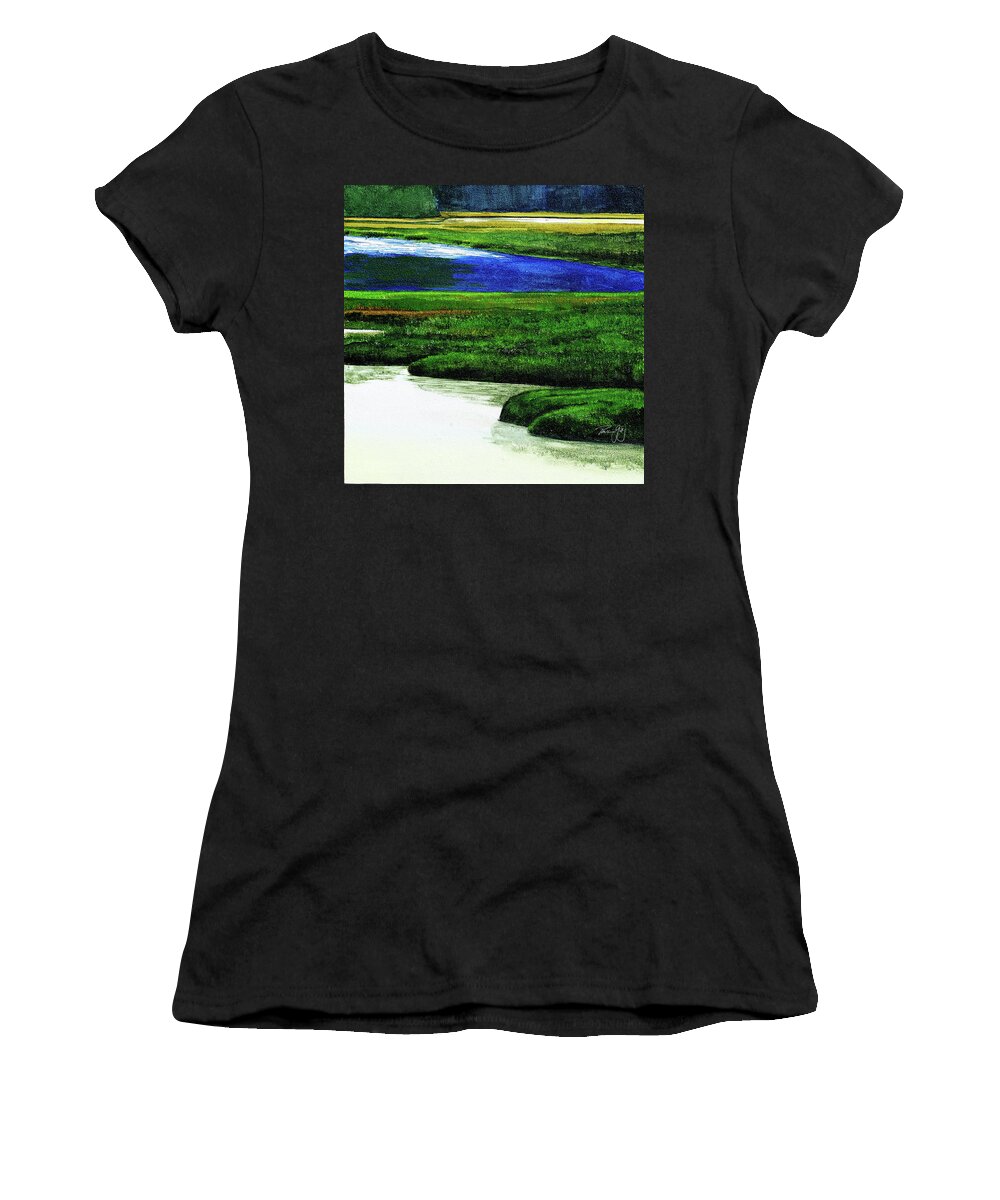 Maine Coast Women's T-Shirt featuring the painting Mt Desert Island #1 by Paul Gaj