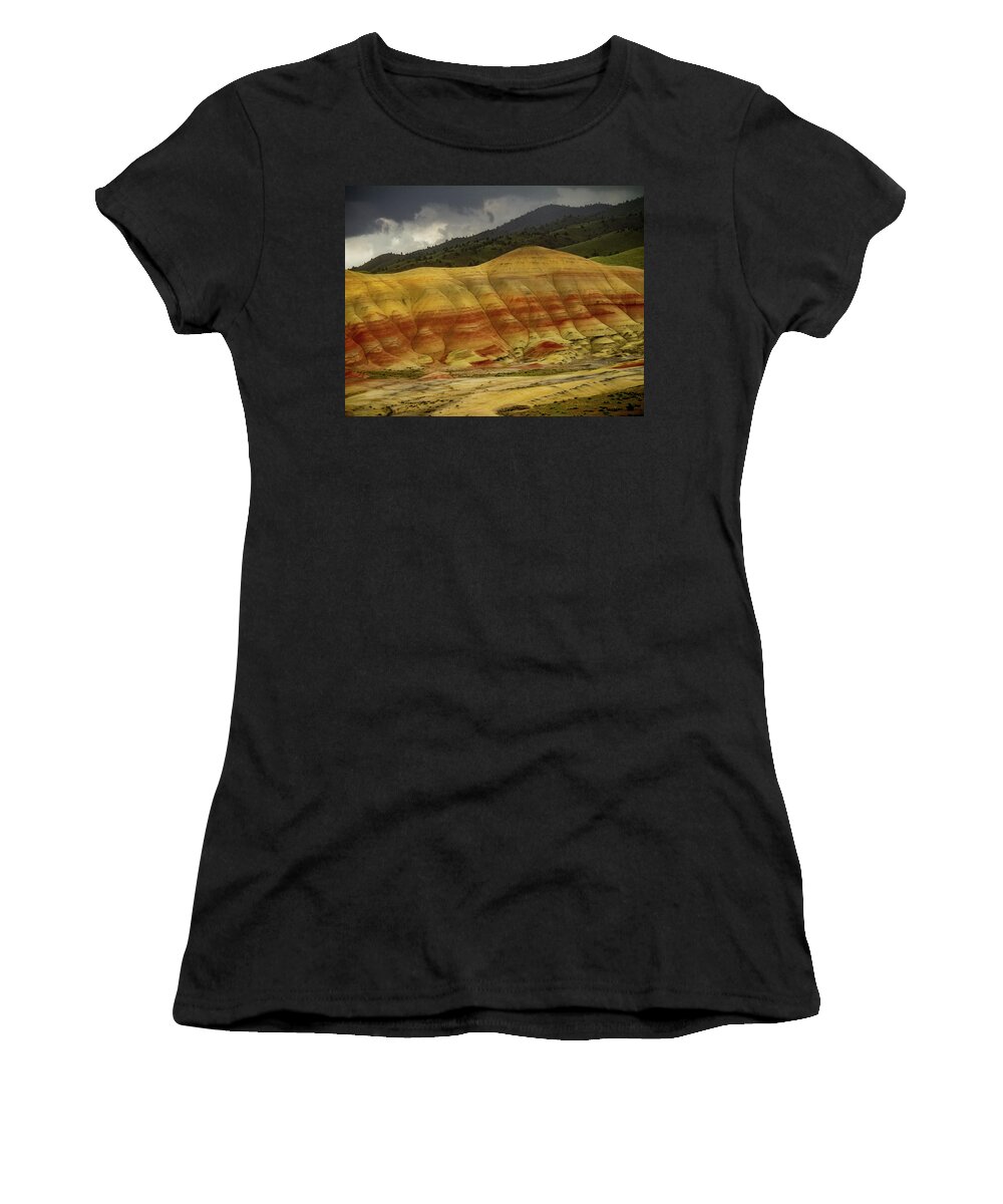 Jean Noren Women's T-Shirt featuring the photograph Painted Hills Storm #1 by Jean Noren