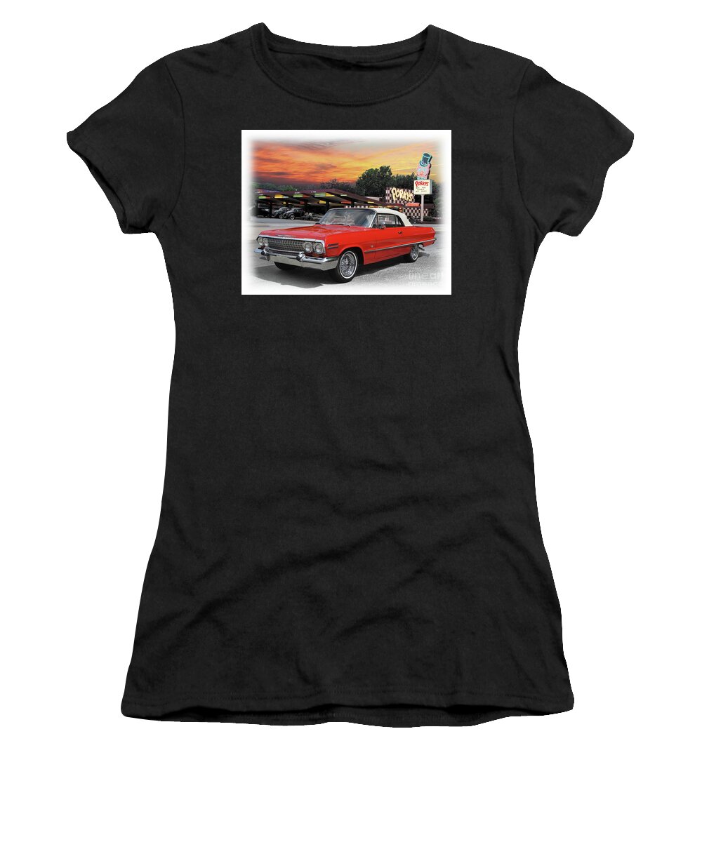 1963 Women's T-Shirt featuring the photograph 1963 Chevrolet Impala Convertible by Ron Long