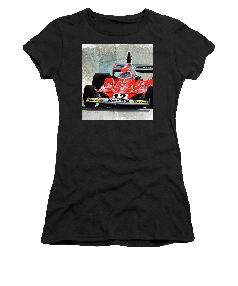 Art Women's T-Shirt featuring the painting 1975 Ferrari 312T by Simon Read