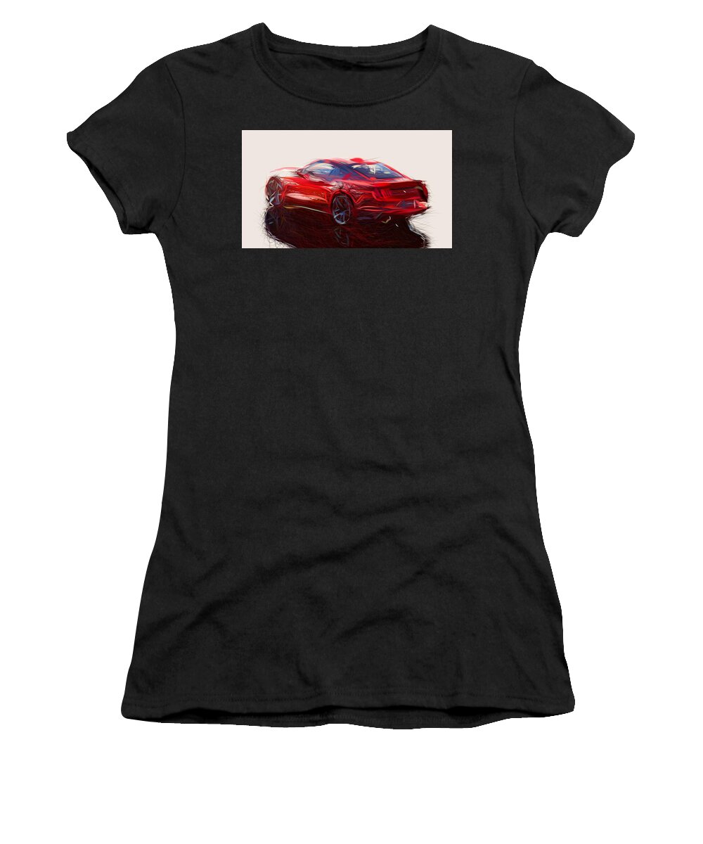 Ford Women's T-Shirt featuring the digital art Ford Mustang GT Draw #27 by CarsToon Concept