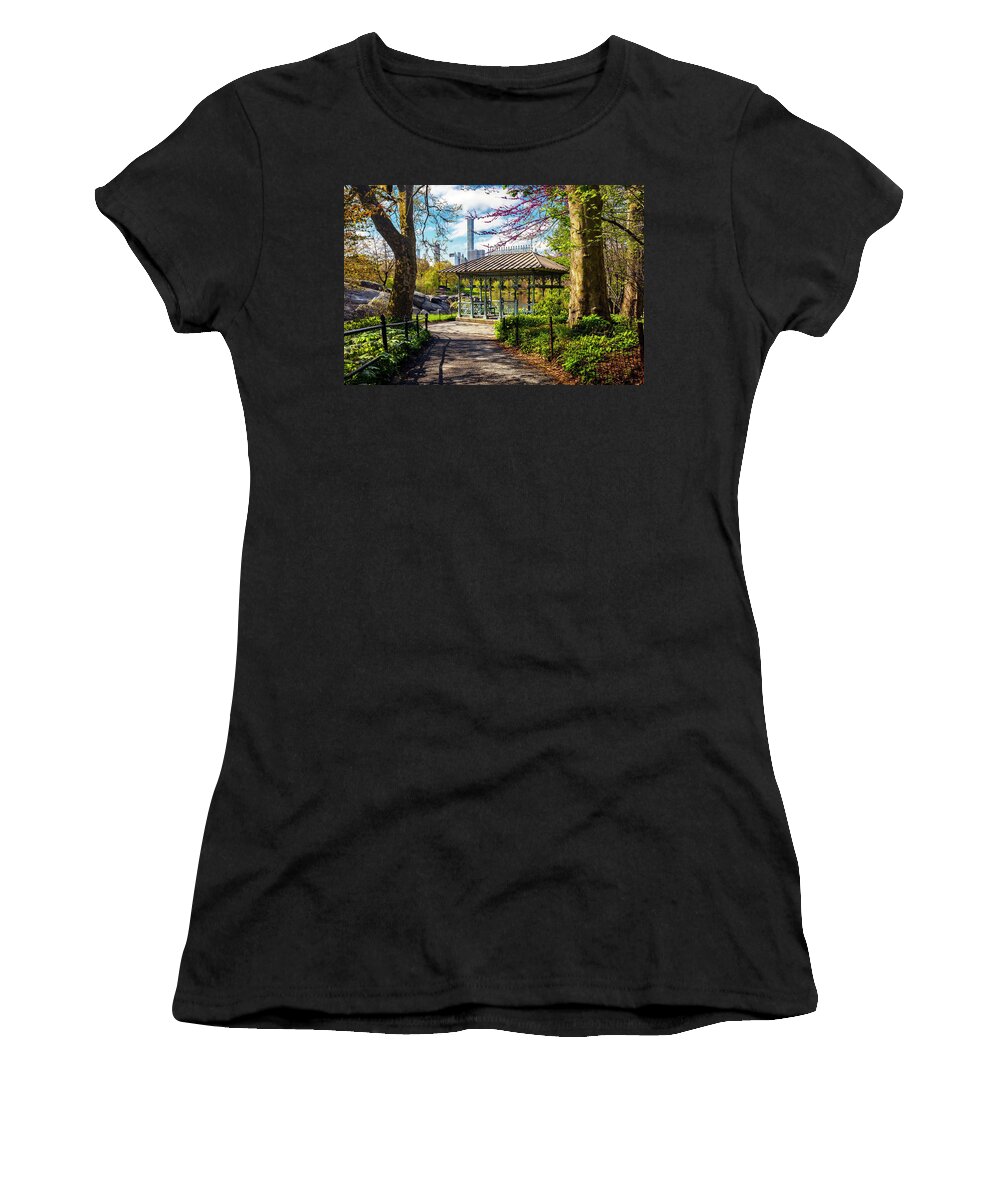 Estock Women's T-Shirt featuring the digital art Ladies' Pavilion, Central Park Nyc #4 by Claudia Uripos