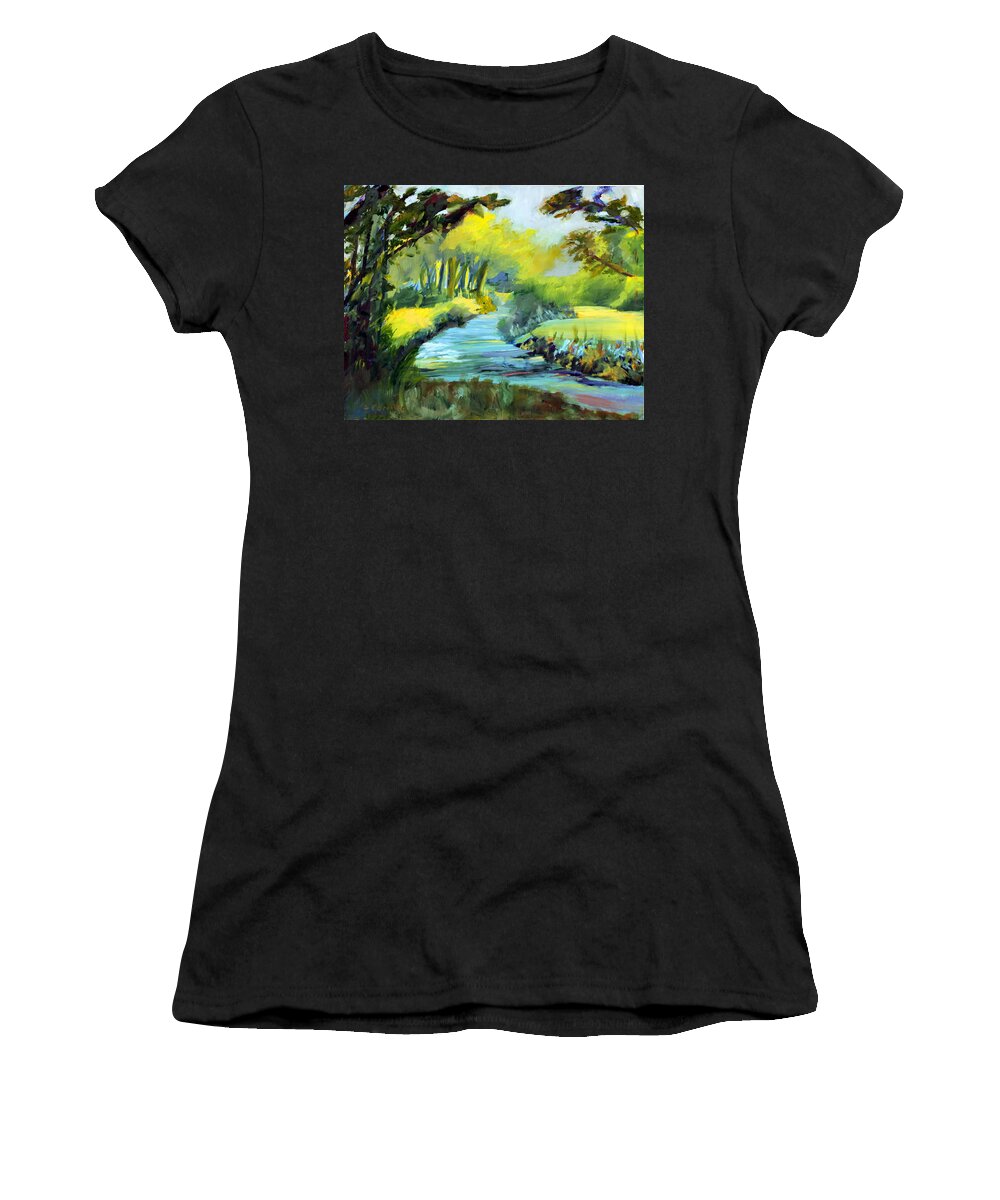 Landscape Women's T-Shirt featuring the painting A Summer Day by Donna Carrillo