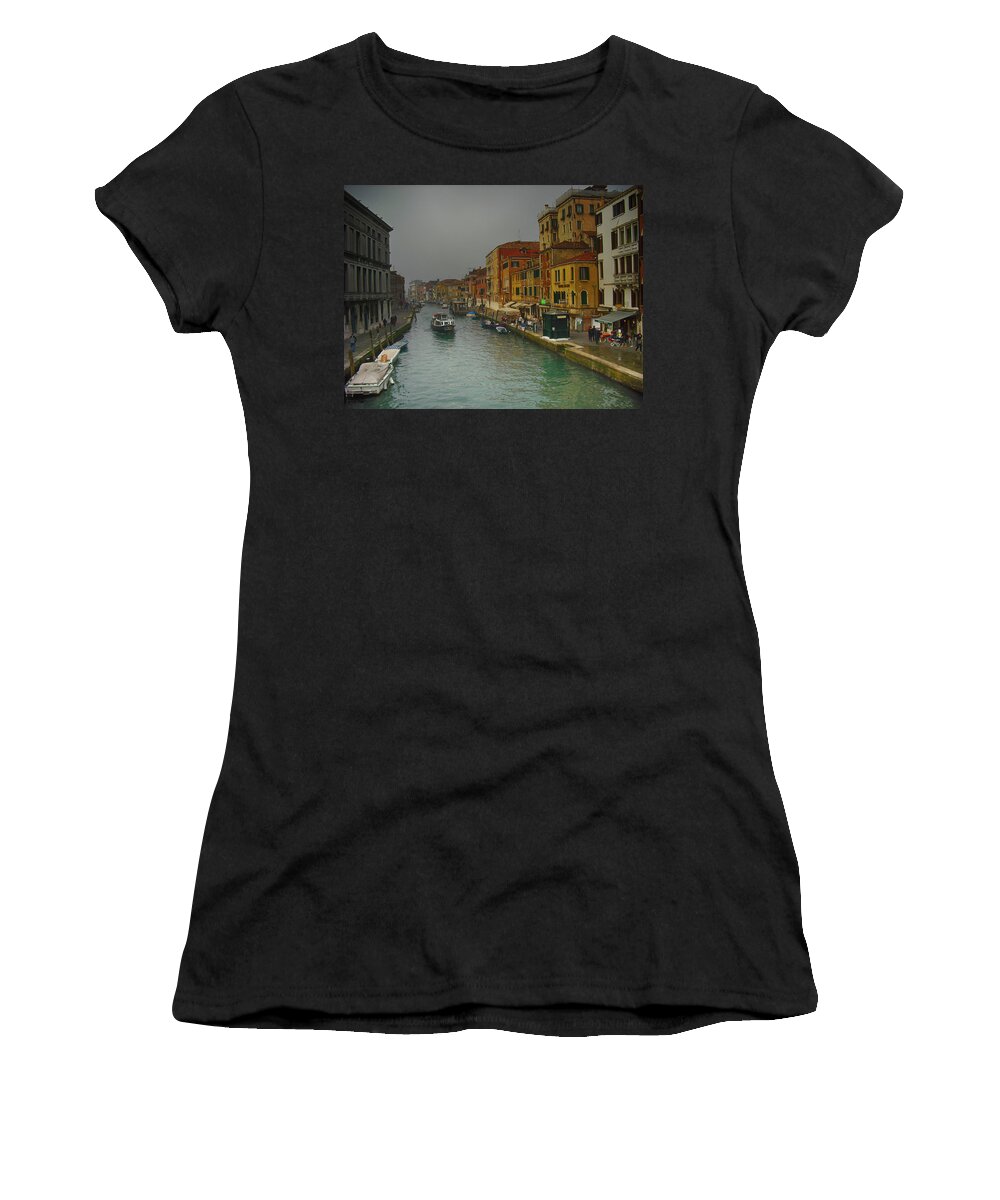 Venice Women's T-Shirt featuring the photograph Along A Canal In Venice by Eye Olating Images