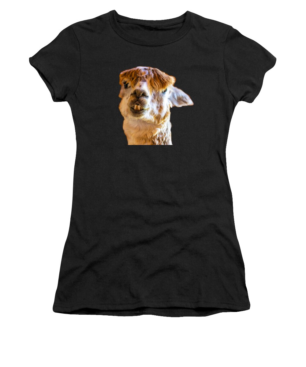 Alpaca Women's T-Shirt featuring the photograph Alpaca What by Jonny D